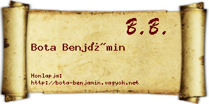 Bota Benjámin névjegykártya